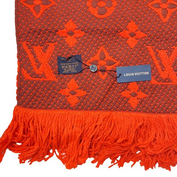 LOUIS VUITTON LV Classic Vintage Red & Burgundy Monogram Scarf VWT - Picture 8 of 15